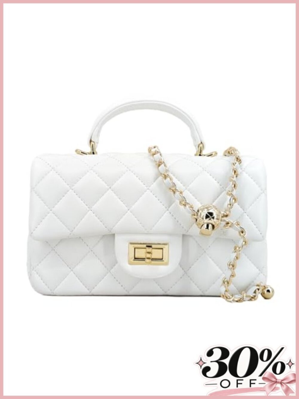 Quilted Lambskin Mini Crossbody Bag Detachable Chain Top Handle